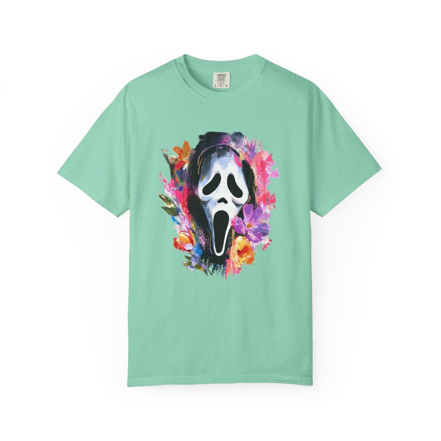 Scream Mask Floral T-Shirt — Horror Floral Graphic Tee