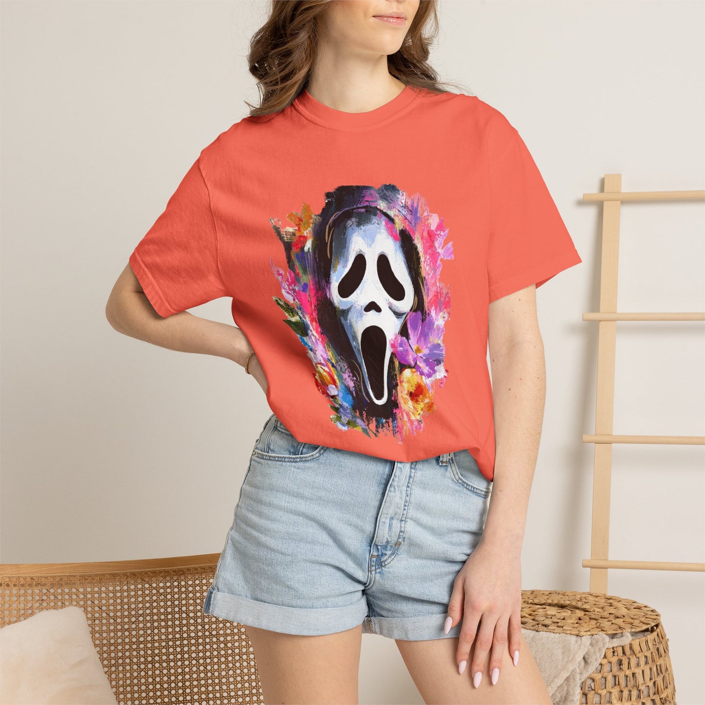 Scream Mask Floral T-Shirt — Horror Floral Graphic Tee