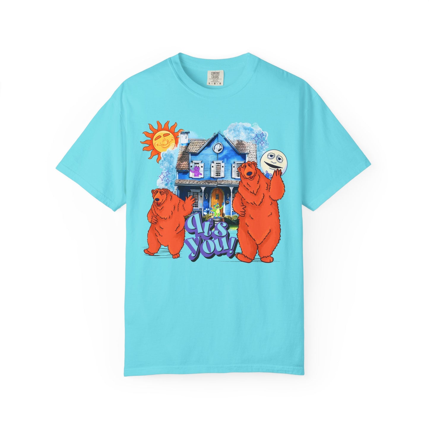 Bear House Graphic T-Shirt — "Call You" Retro Cartoon Design