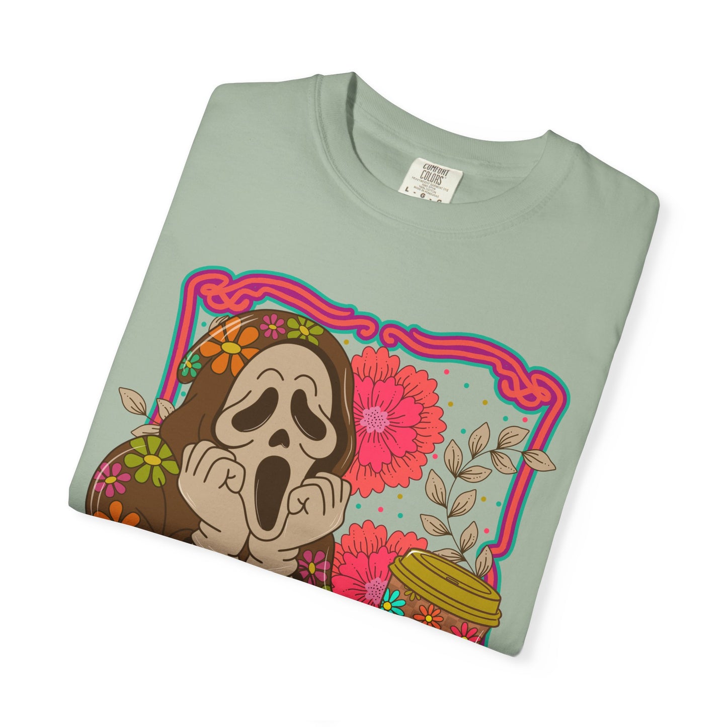Screaming Floral Coffee T-Shirt — Retro Ghostface Graphic Tee