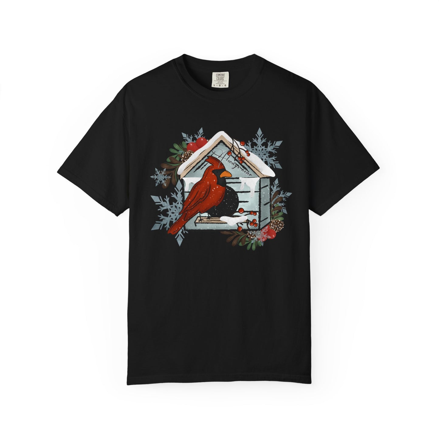 Cardinal Birdhouse T-Shirt — Winter Holiday Nature Tee