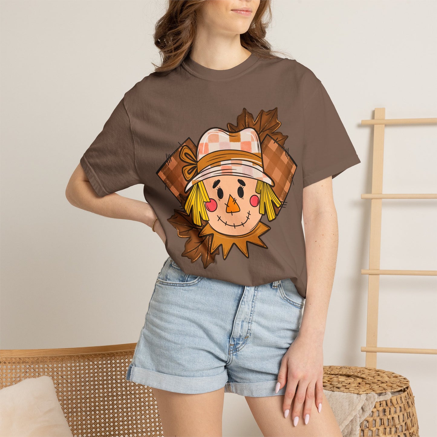 Scarecrow Smiles T‑Shirt — Cute Autumn Harvest Graphic Tee