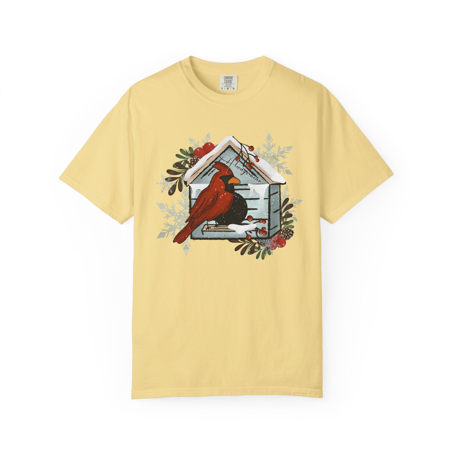 Cardinal Birdhouse T-Shirt — Winter Holiday Nature Tee