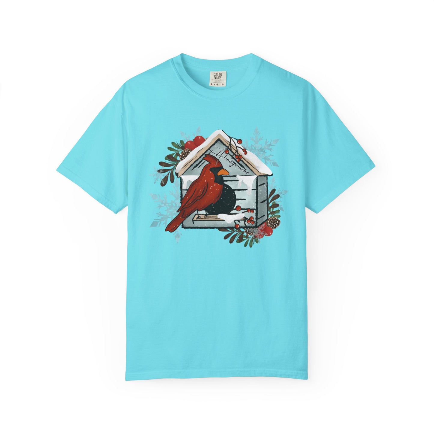 Cardinal Birdhouse T-Shirt — Winter Holiday Nature Tee