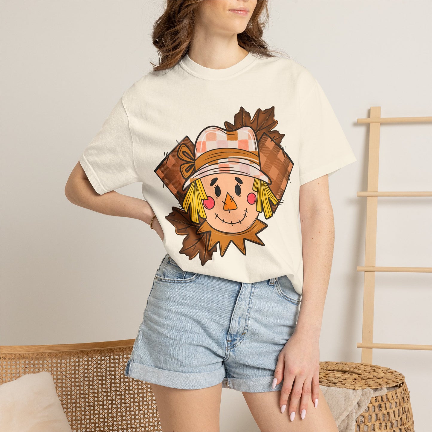 Scarecrow Smiles T‑Shirt — Cute Autumn Harvest Graphic Tee