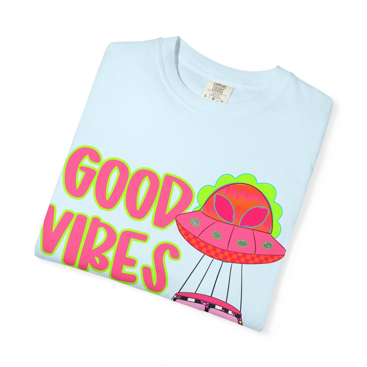 Good Vibes Only T-Shirt — Retro Psychedelic UFO Van Graphic Tee