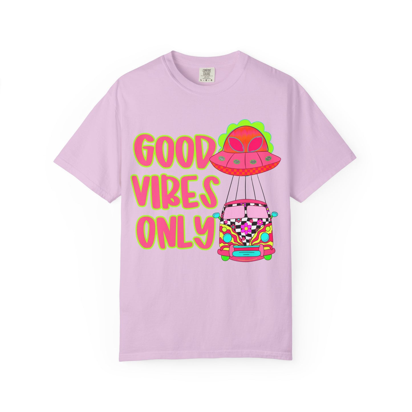 Good Vibes Only T-Shirt — Retro Psychedelic UFO Van Graphic Tee