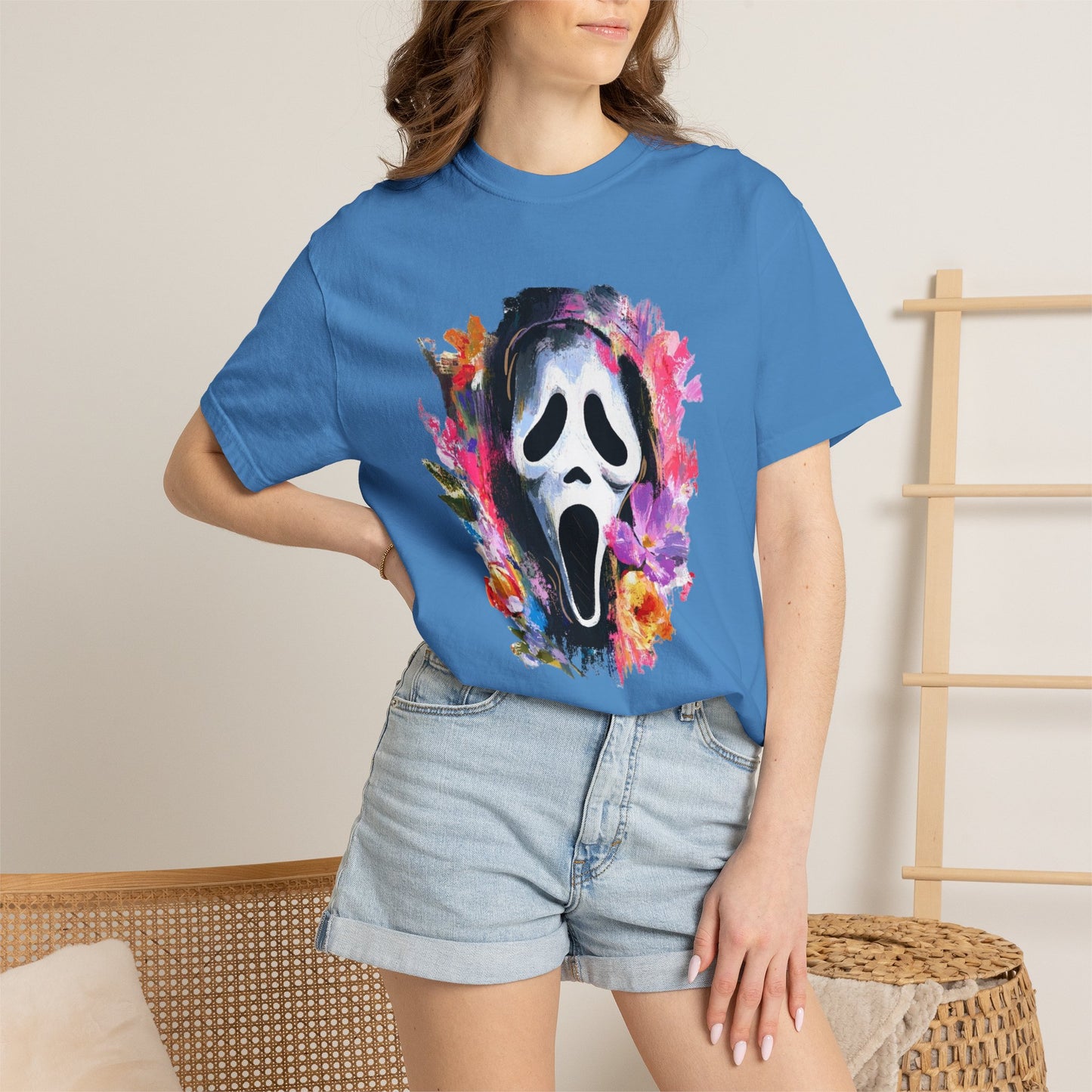Scream Mask Floral T-Shirt — Horror Floral Graphic Tee