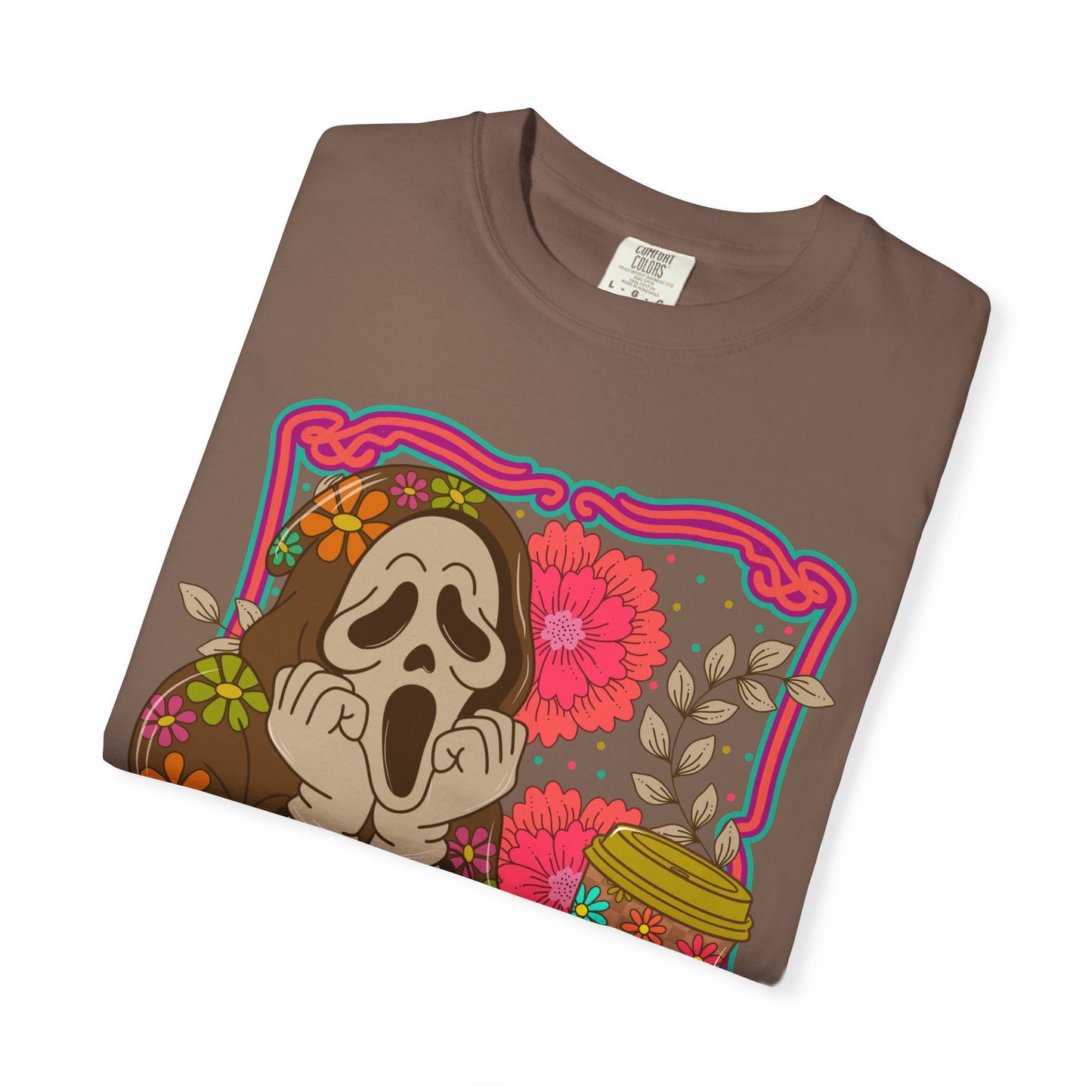 Screaming Floral Coffee T-Shirt — Retro Ghostface Graphic Tee