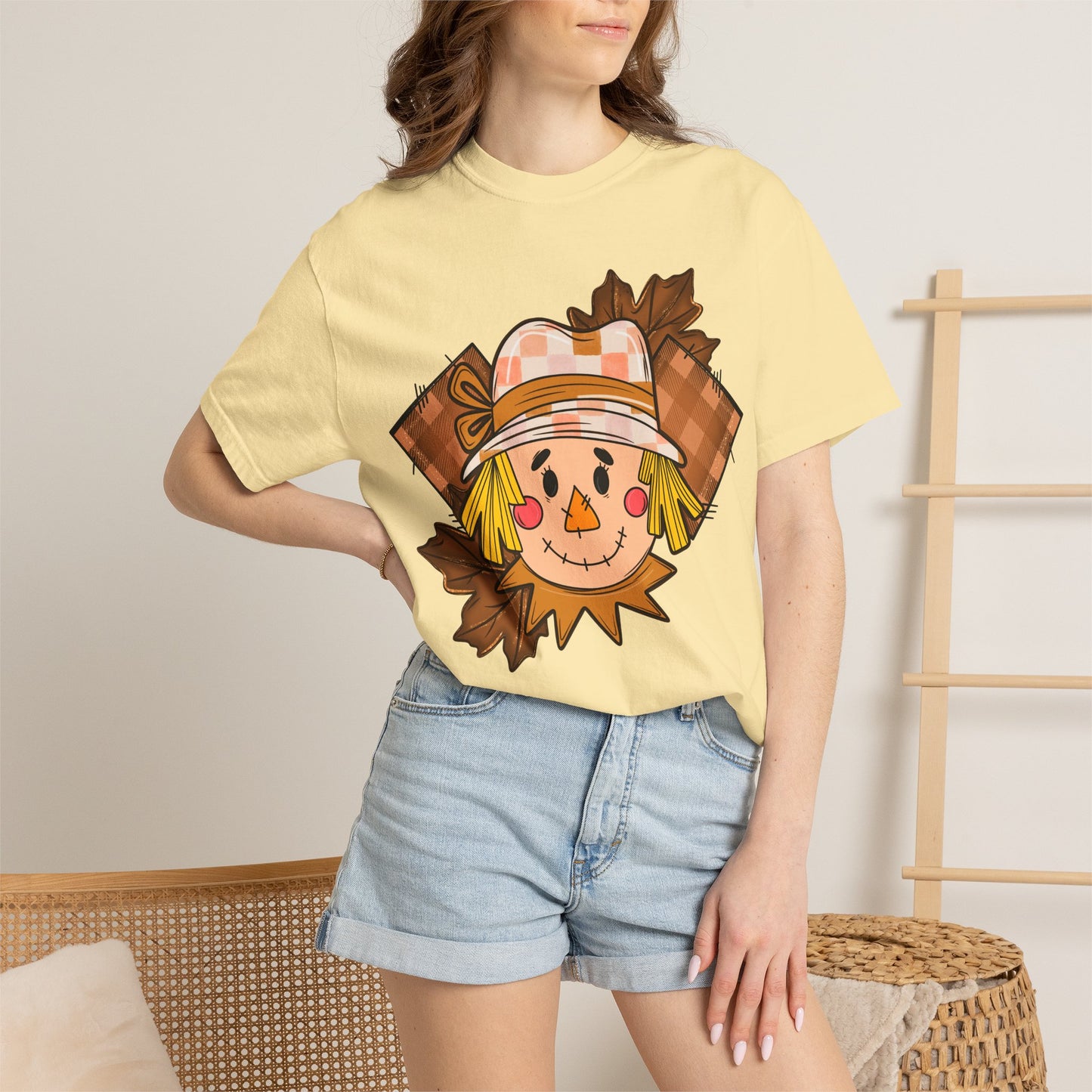 Scarecrow Smiles T‑Shirt — Cute Autumn Harvest Graphic Tee