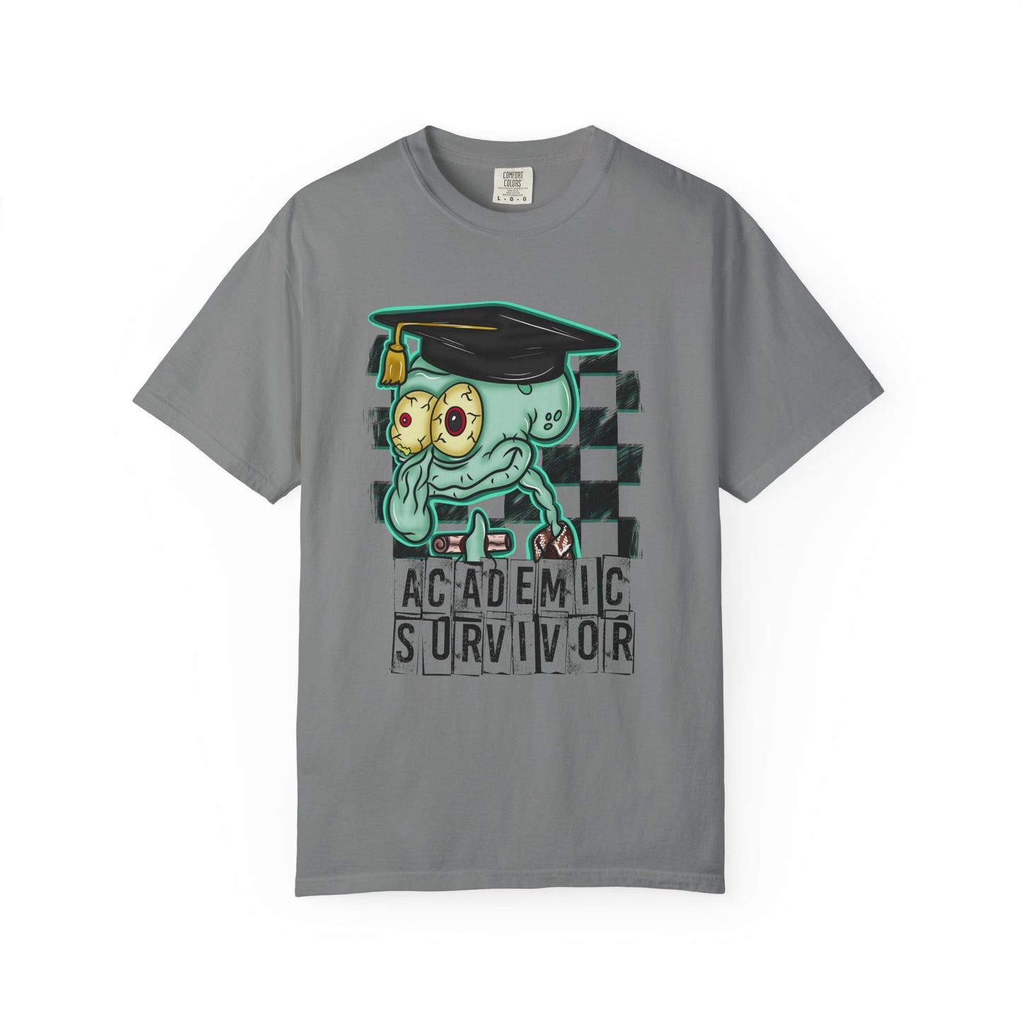 Academic Survivor T‑Shirt — Funny Graduation Squid with Cap
