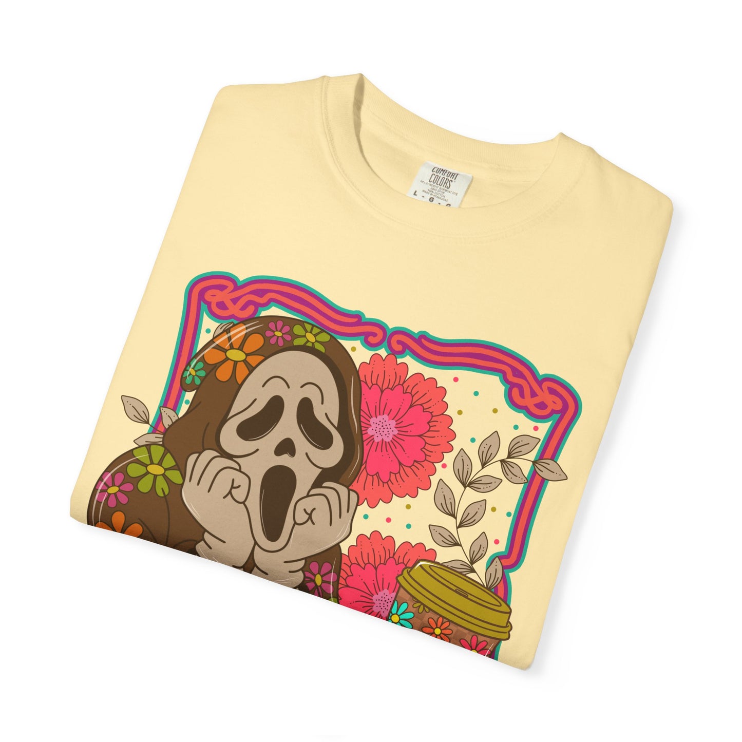 Screaming Floral Coffee T-Shirt — Retro Ghostface Graphic Tee