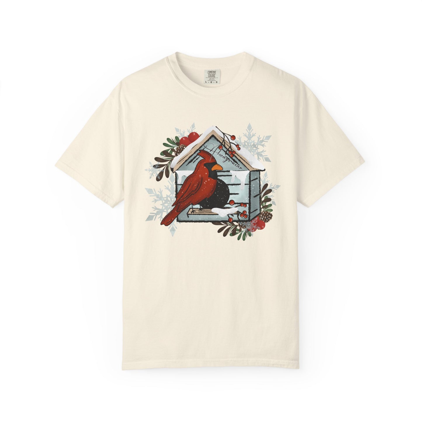 Cardinal Birdhouse T-Shirt — Winter Holiday Nature Tee