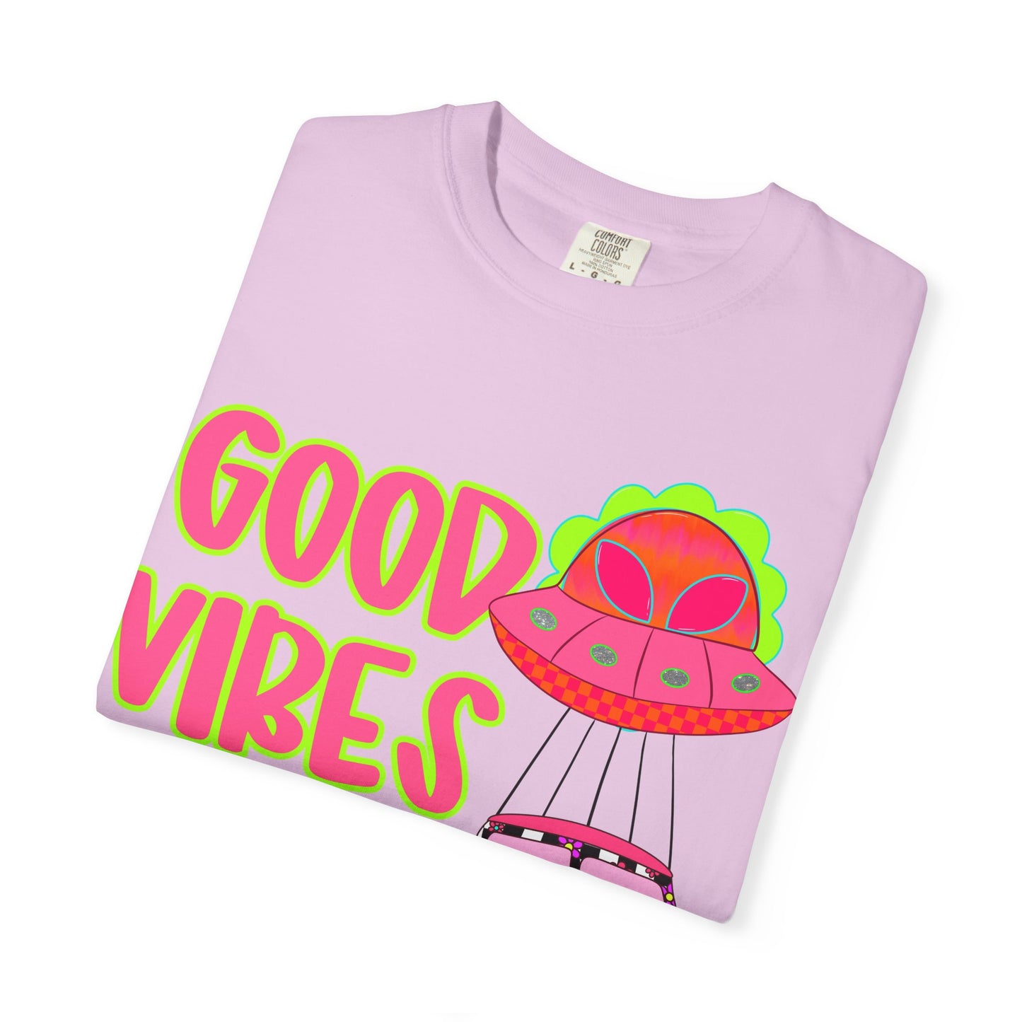 Good Vibes Only T-Shirt — Retro Psychedelic UFO Van Graphic Tee