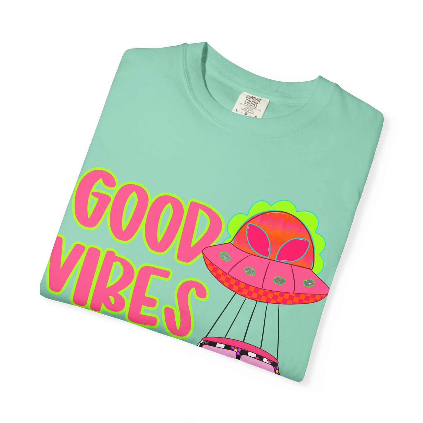 Good Vibes Only T-Shirt — Retro Psychedelic UFO Van Graphic Tee