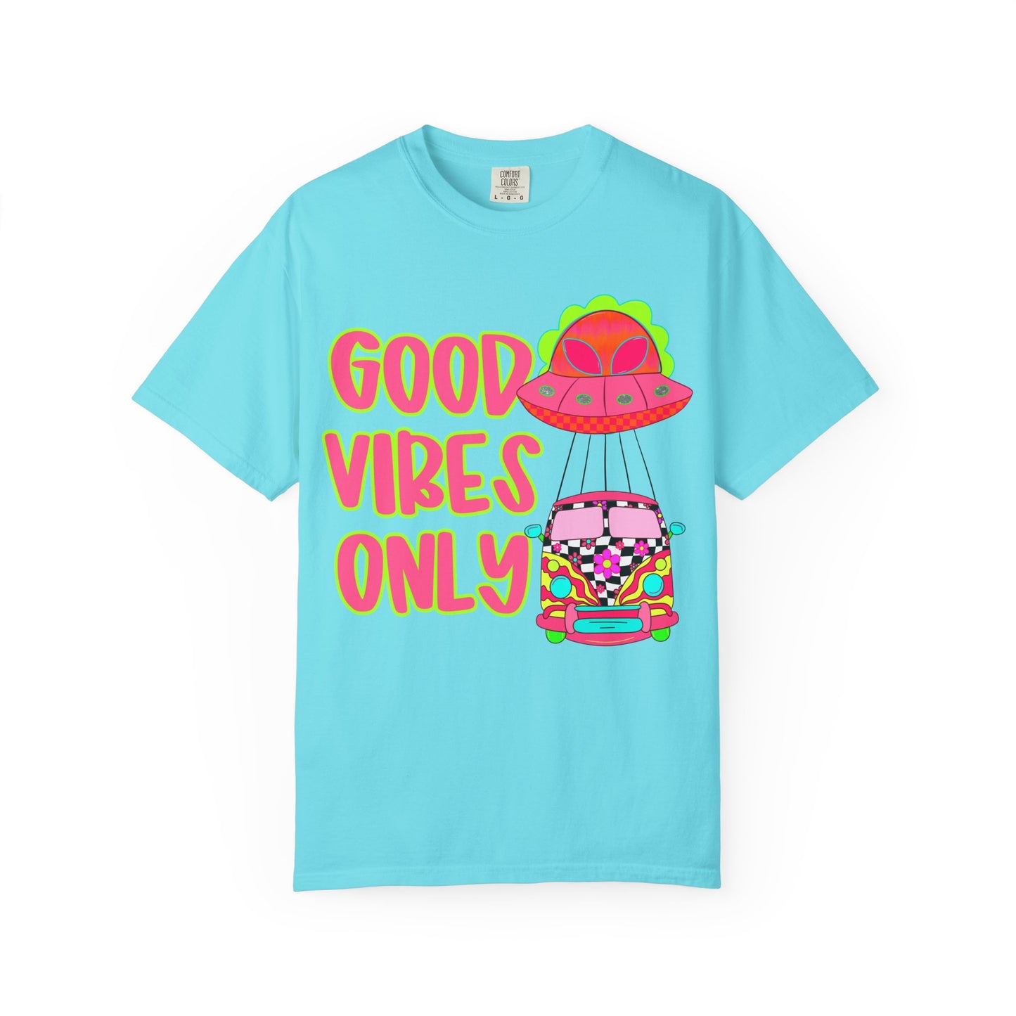 Good Vibes Only T-Shirt — Retro Psychedelic UFO Van Graphic Tee