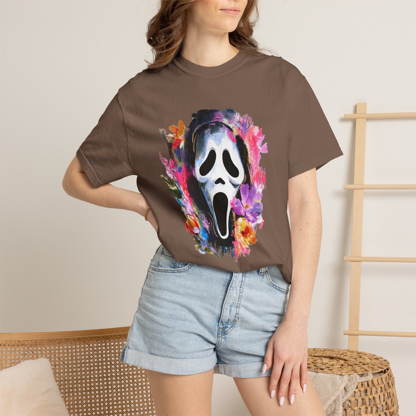 Scream Mask Floral T-Shirt — Horror Floral Graphic Tee