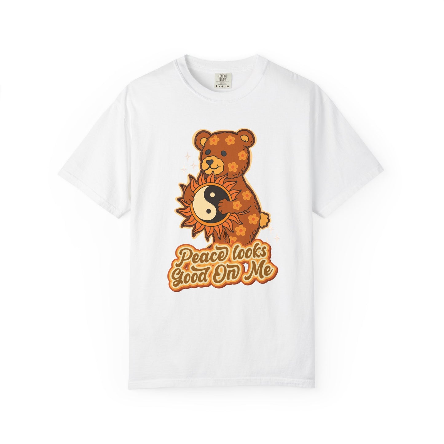 Peace Looks Good On Me T-Shirt — Retro Teddy Bear Yin Yang Tee