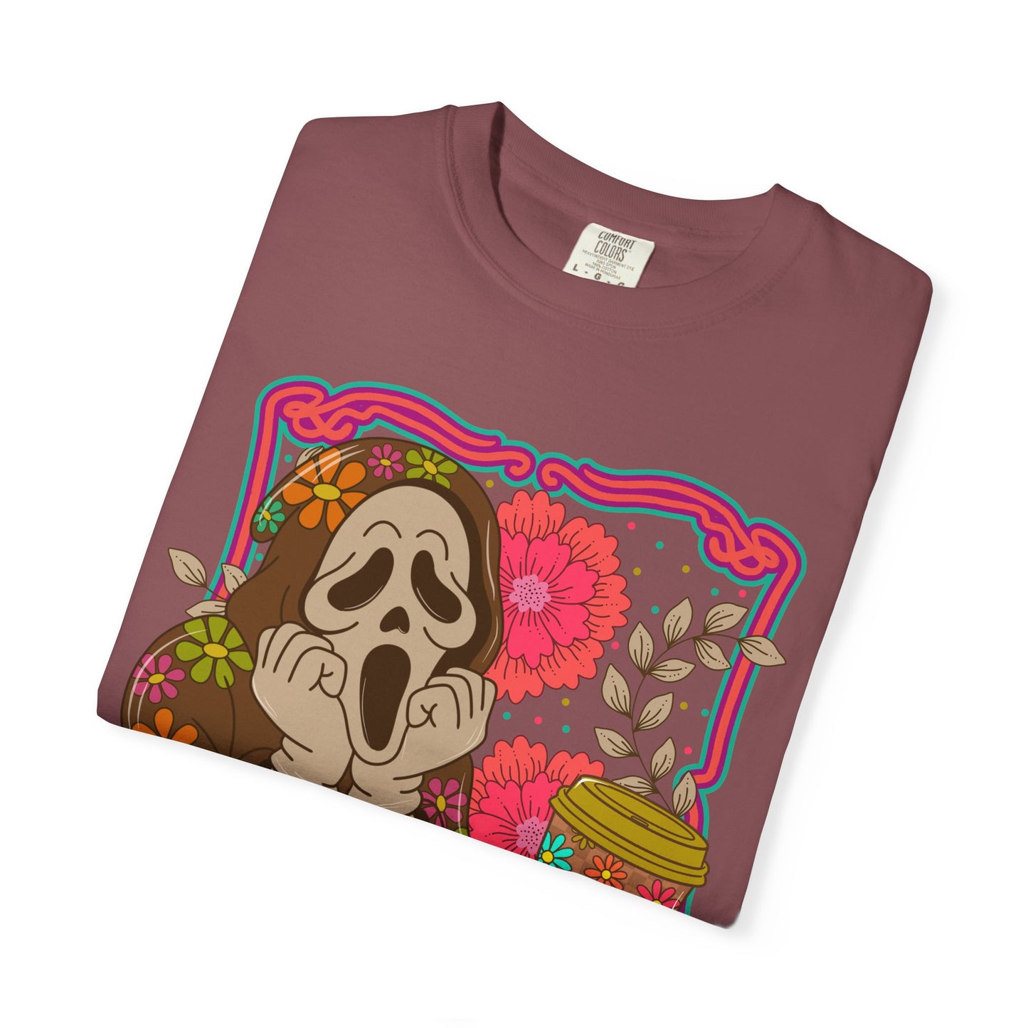 Screaming Floral Coffee T-Shirt — Retro Ghostface Graphic Tee