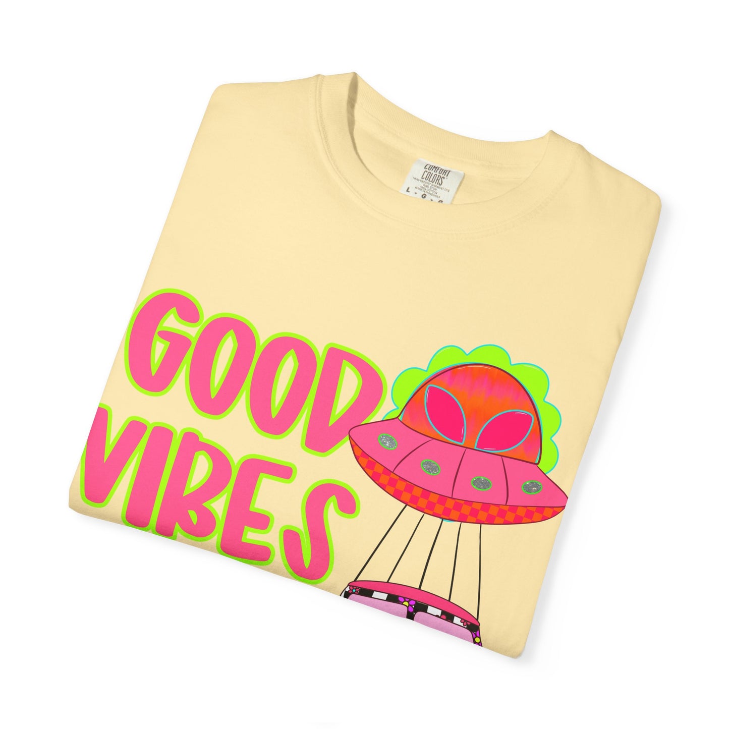 Good Vibes Only T-Shirt — Retro Psychedelic UFO Van Graphic Tee