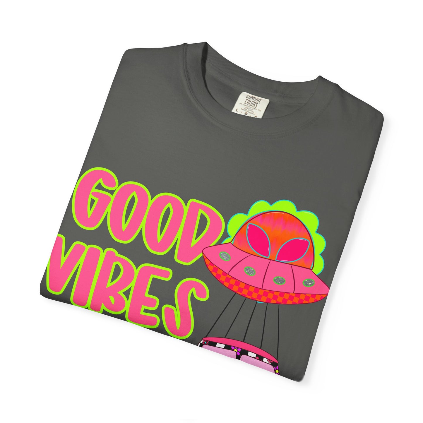 Good Vibes Only T-Shirt — Retro Psychedelic UFO Van Graphic Tee