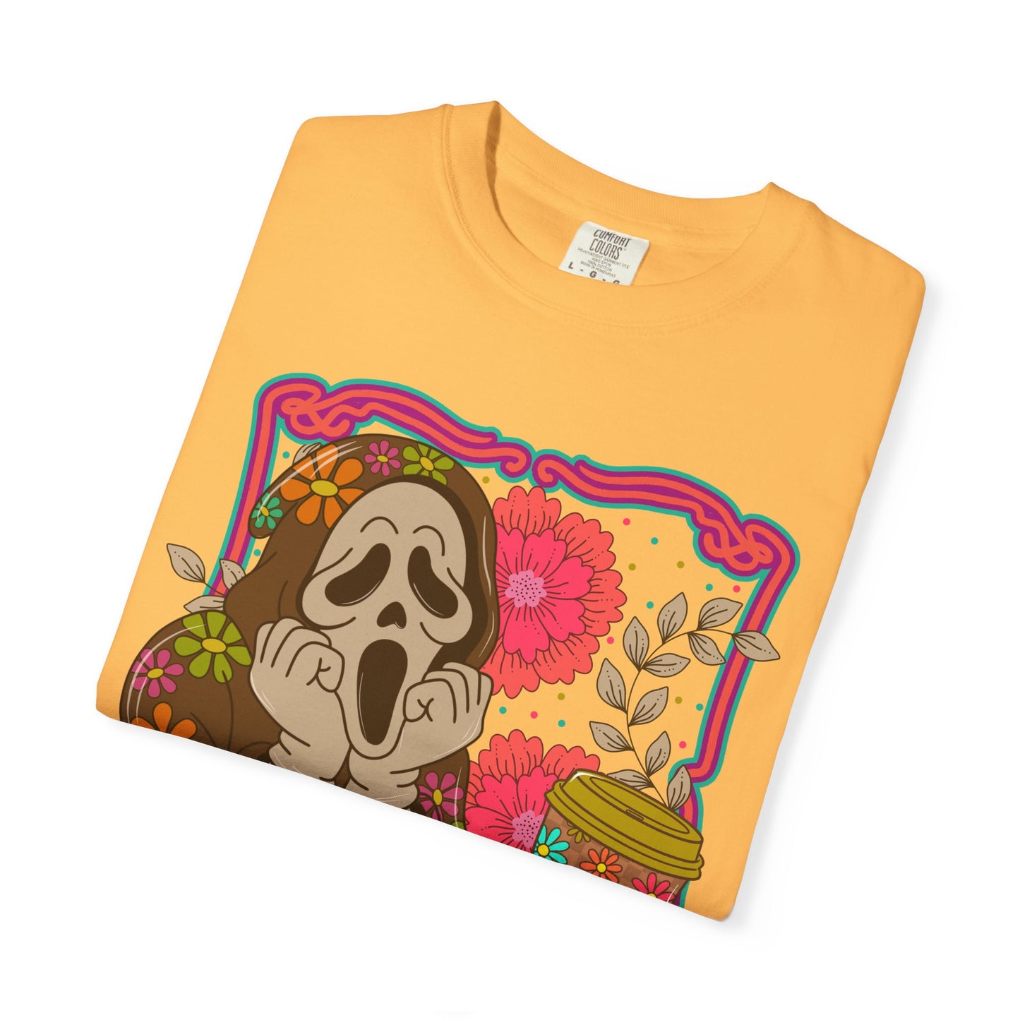 Screaming Floral Coffee T-Shirt — Retro Ghostface Graphic Tee