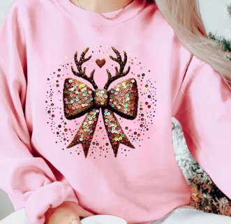 #1061 SEQUINNED REINDEER BOWS GLITTER