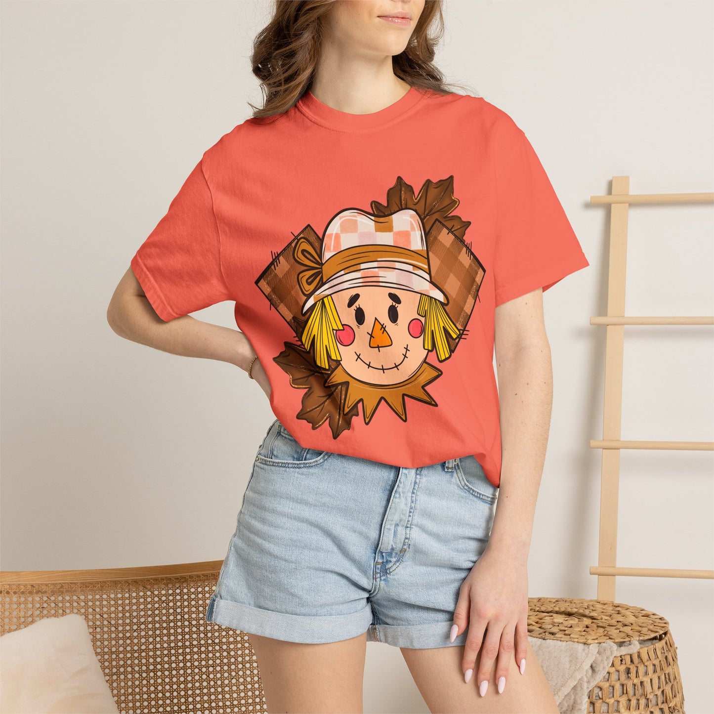 Scarecrow Smiles T‑Shirt — Cute Autumn Harvest Graphic Tee