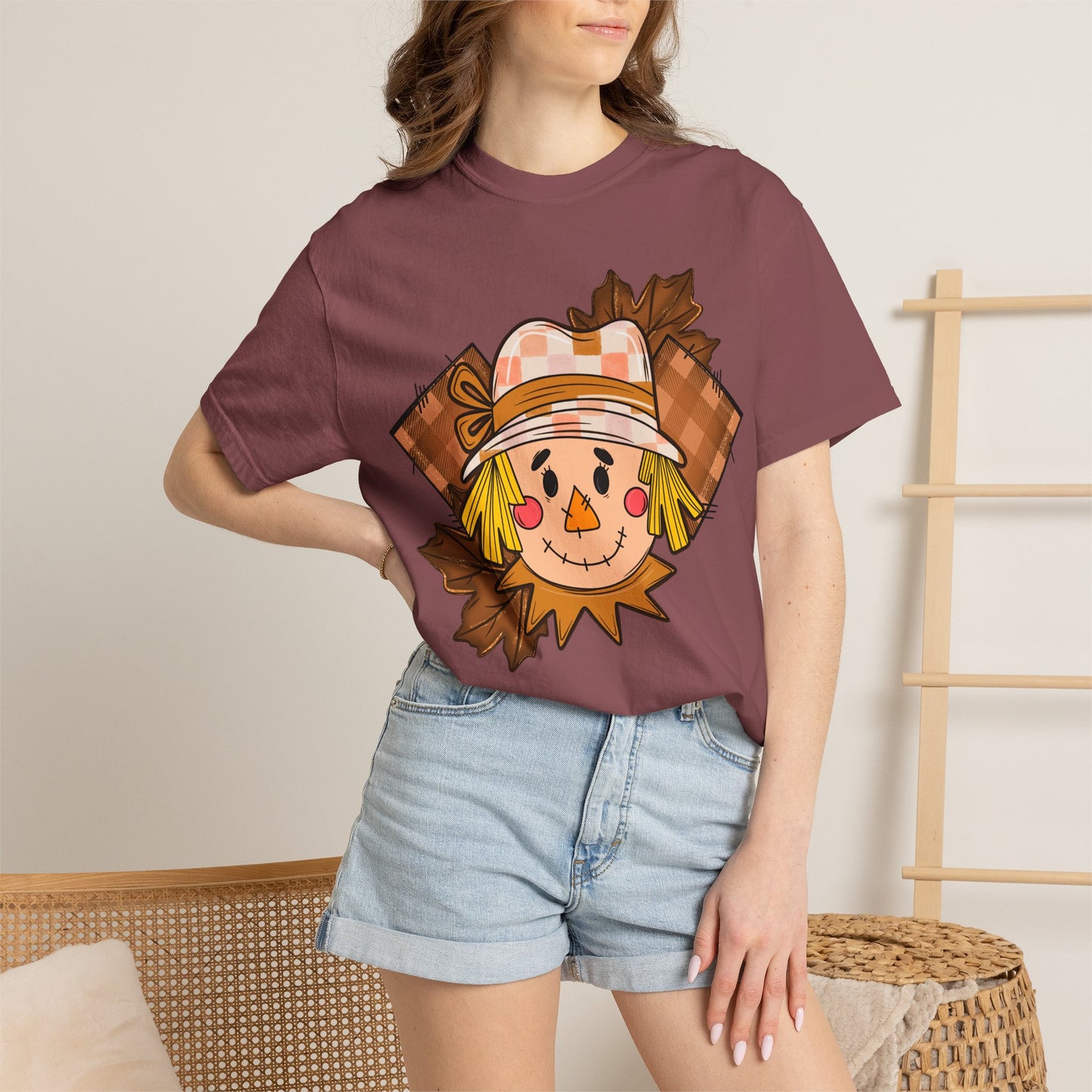 Scarecrow Smiles T‑Shirt — Cute Autumn Harvest Graphic Tee