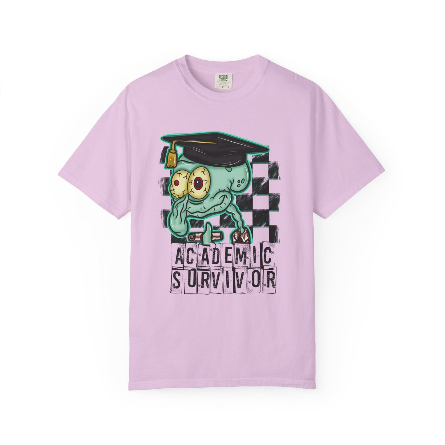 Academic Survivor T‑Shirt — Funny Graduation Squid with Cap
