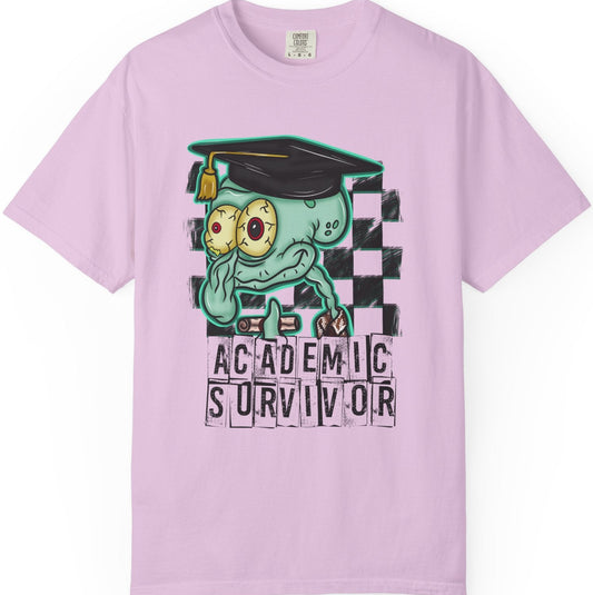 Academic Survivor T‑Shirt — Funny Graduation Squid with Cap