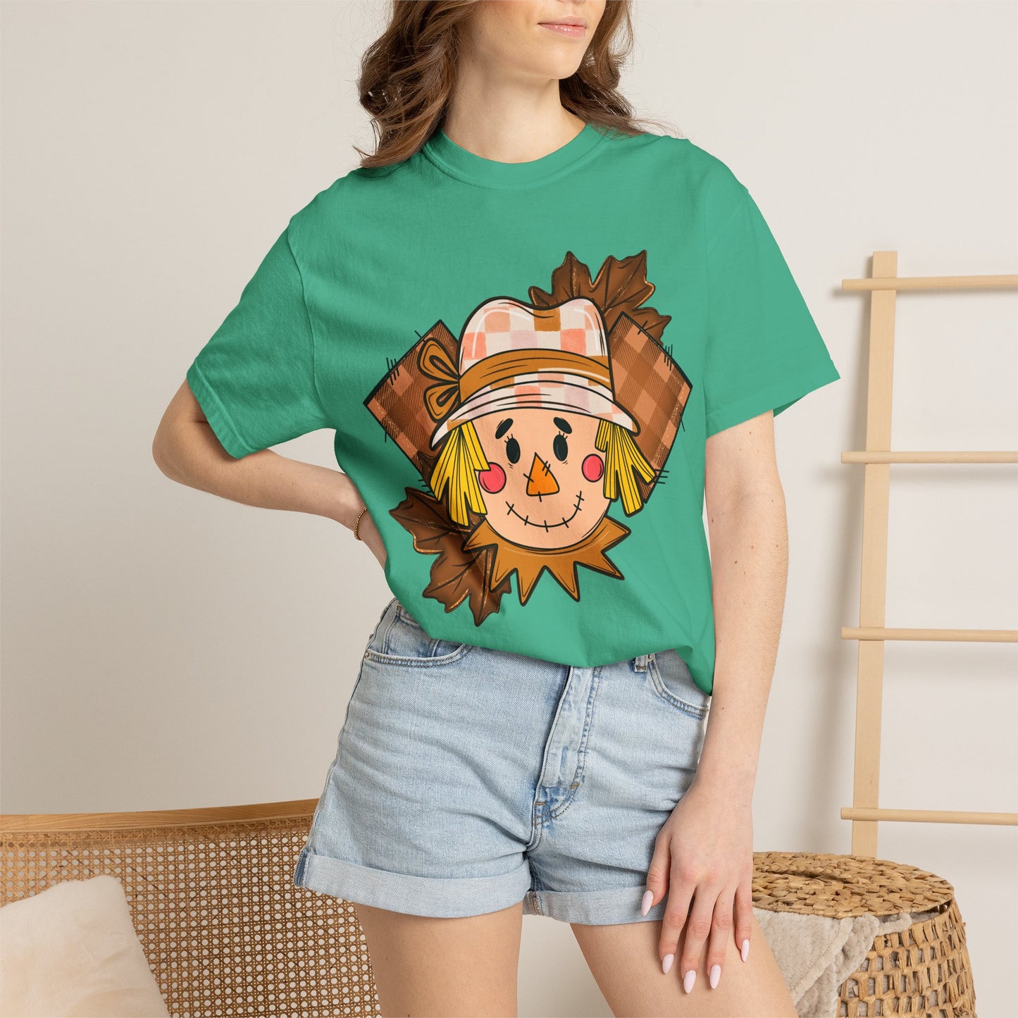 Scarecrow Smiles T‑Shirt — Cute Autumn Harvest Graphic Tee