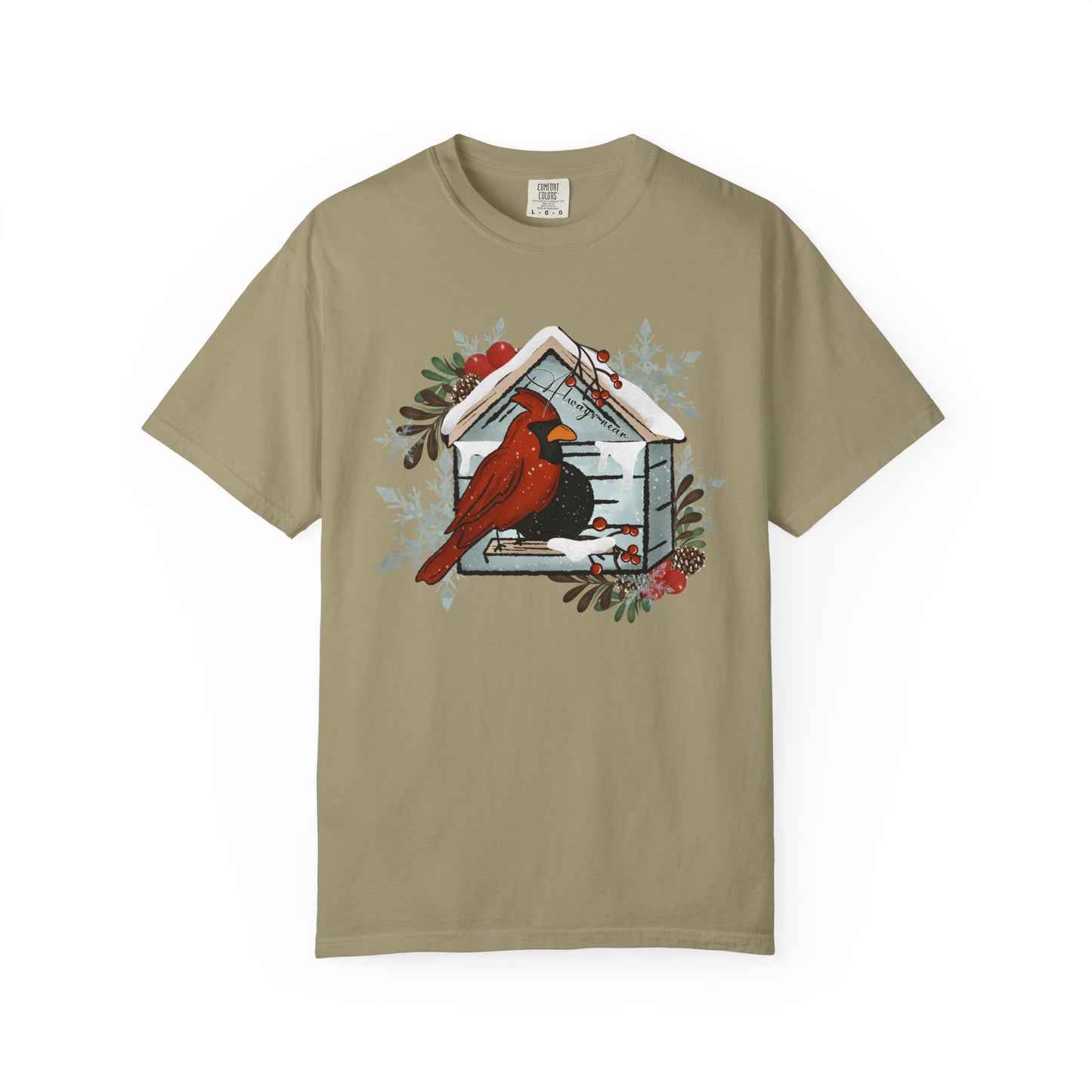 Cardinal Birdhouse T-Shirt — Winter Holiday Nature Tee