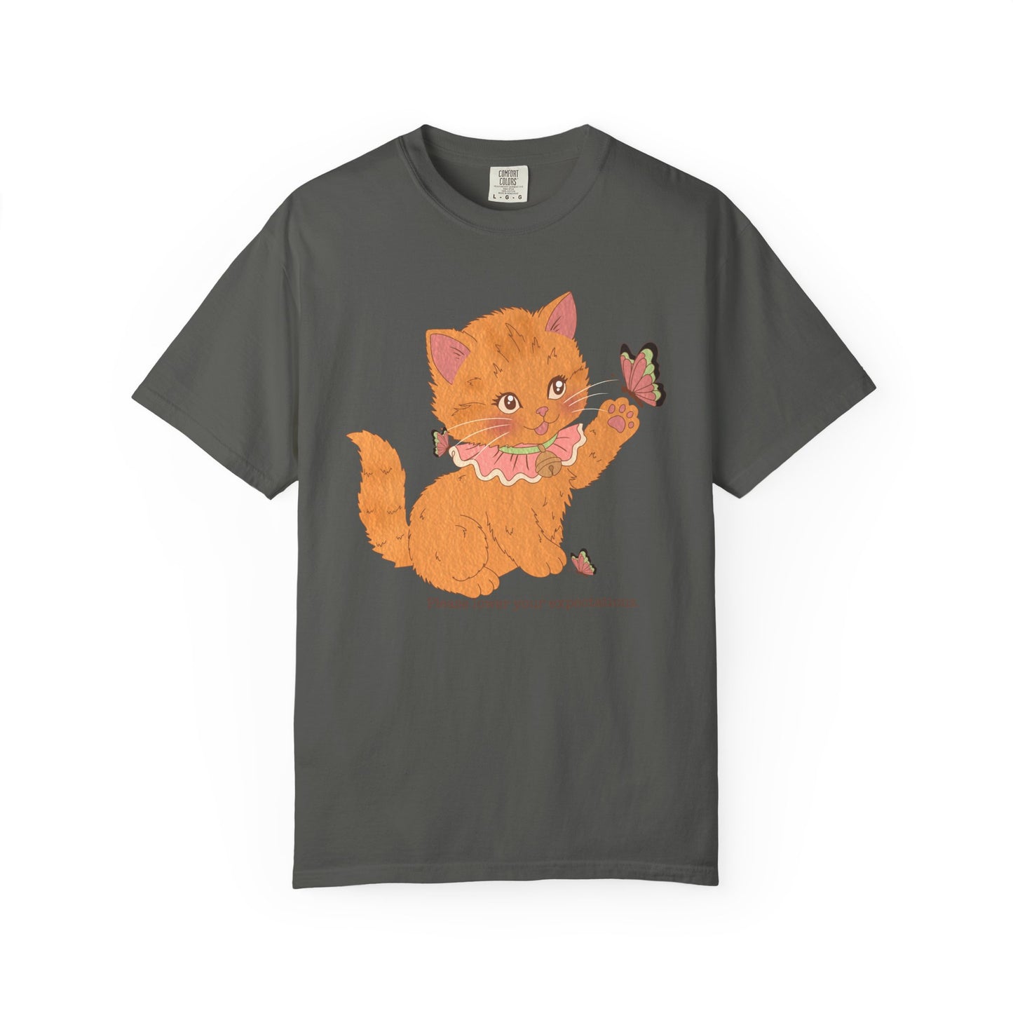 Cute Orange Kitten T-Shirt — 'Please lower your expectations' Graphic Tee