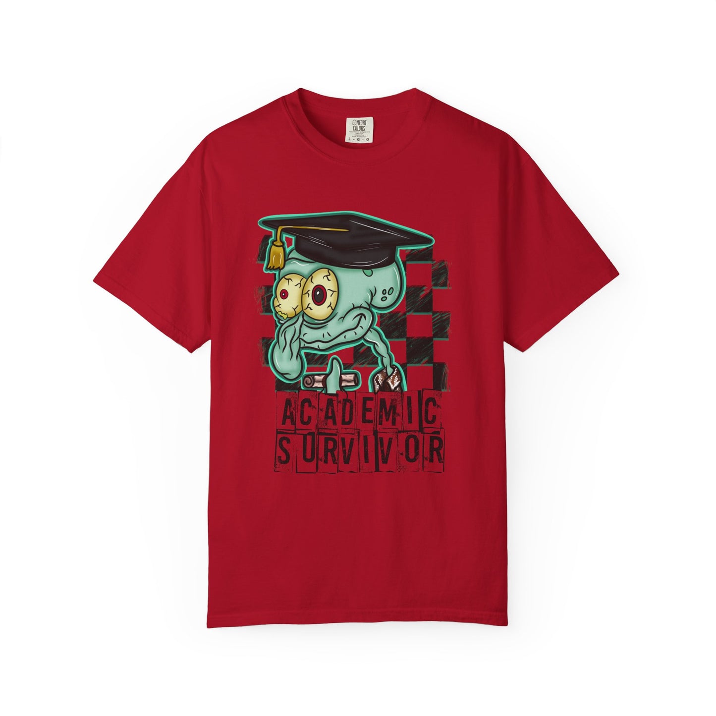 Academic Survivor T‑Shirt — Funny Graduation Squid with Cap
