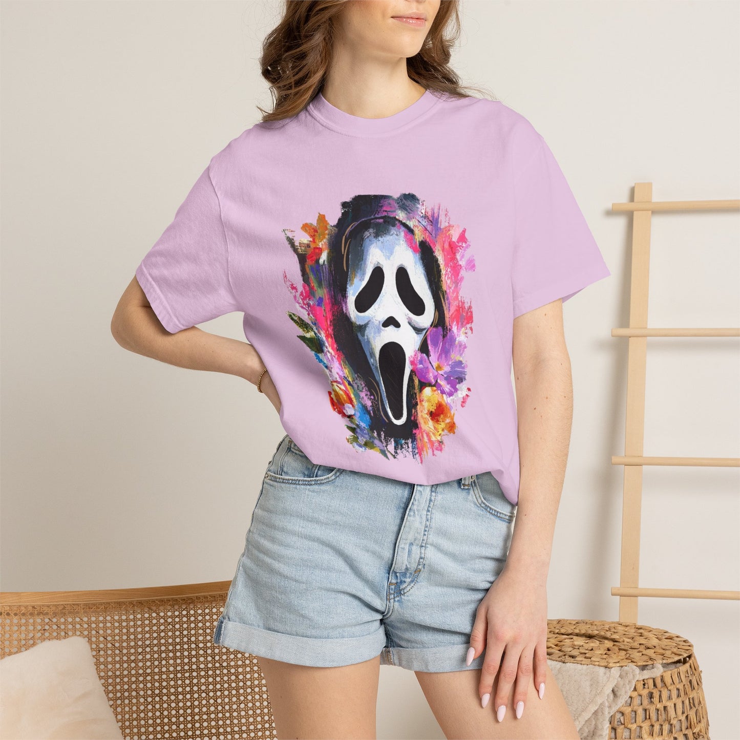 Scream Mask Floral T-Shirt — Horror Floral Graphic Tee