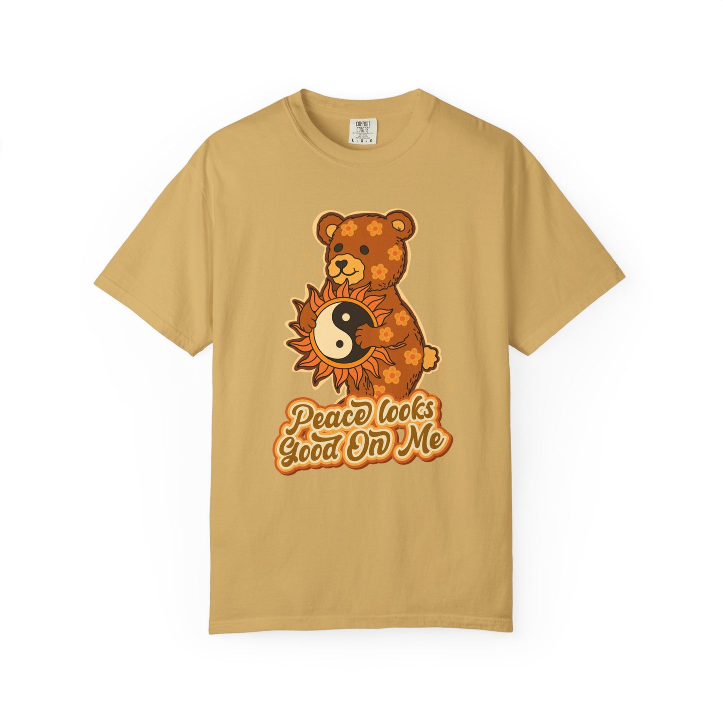 Peace Looks Good On Me T-Shirt — Retro Teddy Bear Yin Yang Tee