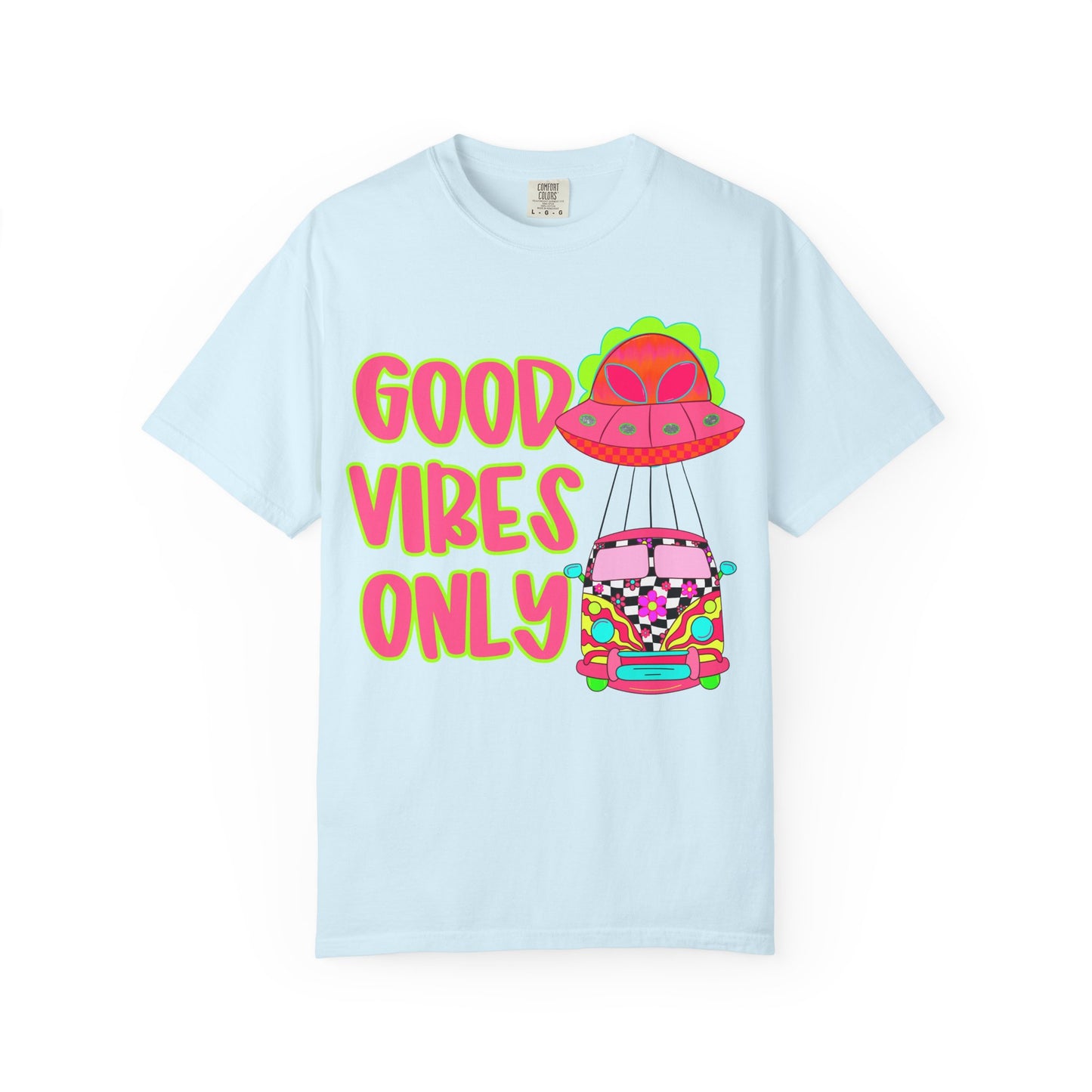 Good Vibes Only T-Shirt — Retro Psychedelic UFO Van Graphic Tee
