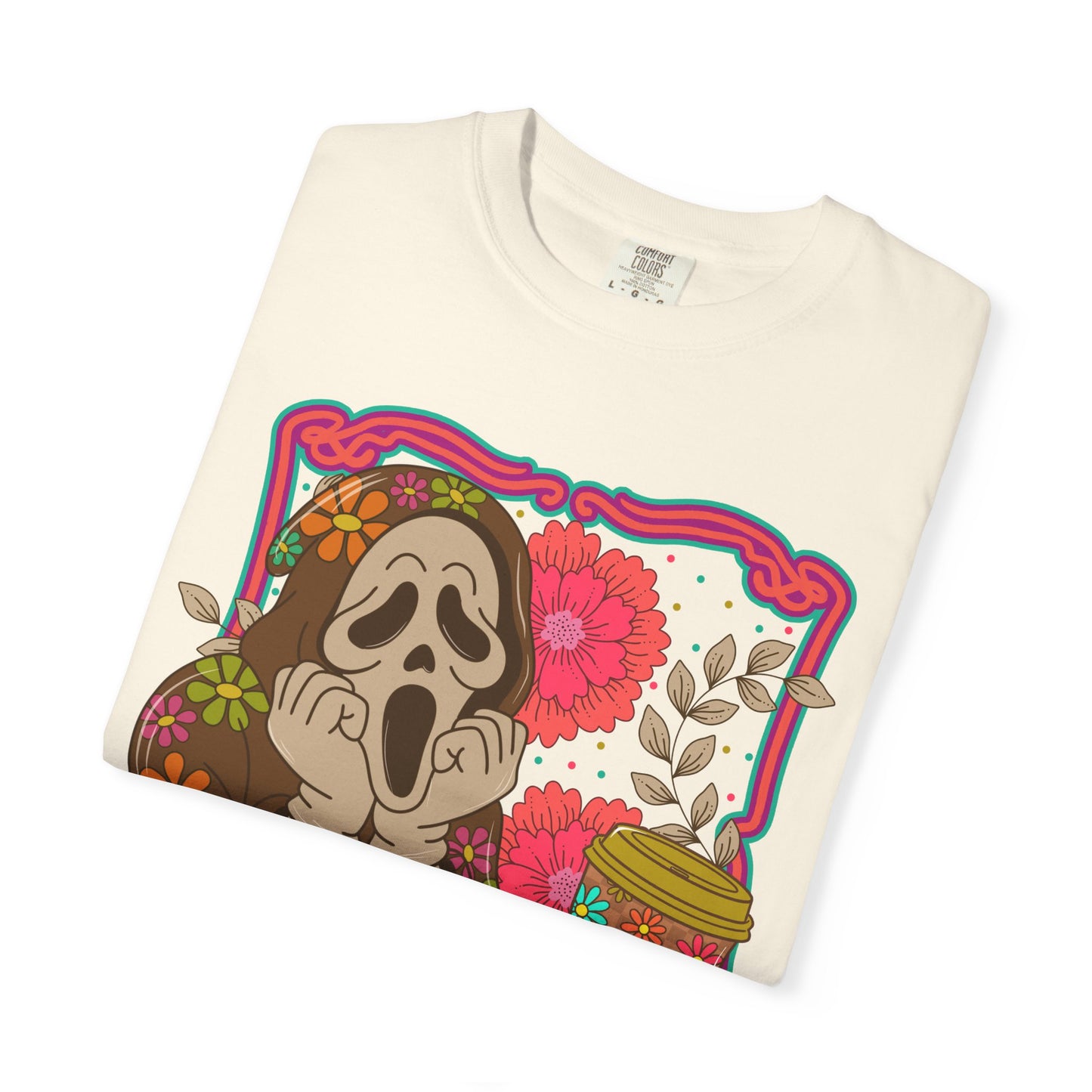 Screaming Floral Coffee T-Shirt — Retro Ghostface Graphic Tee