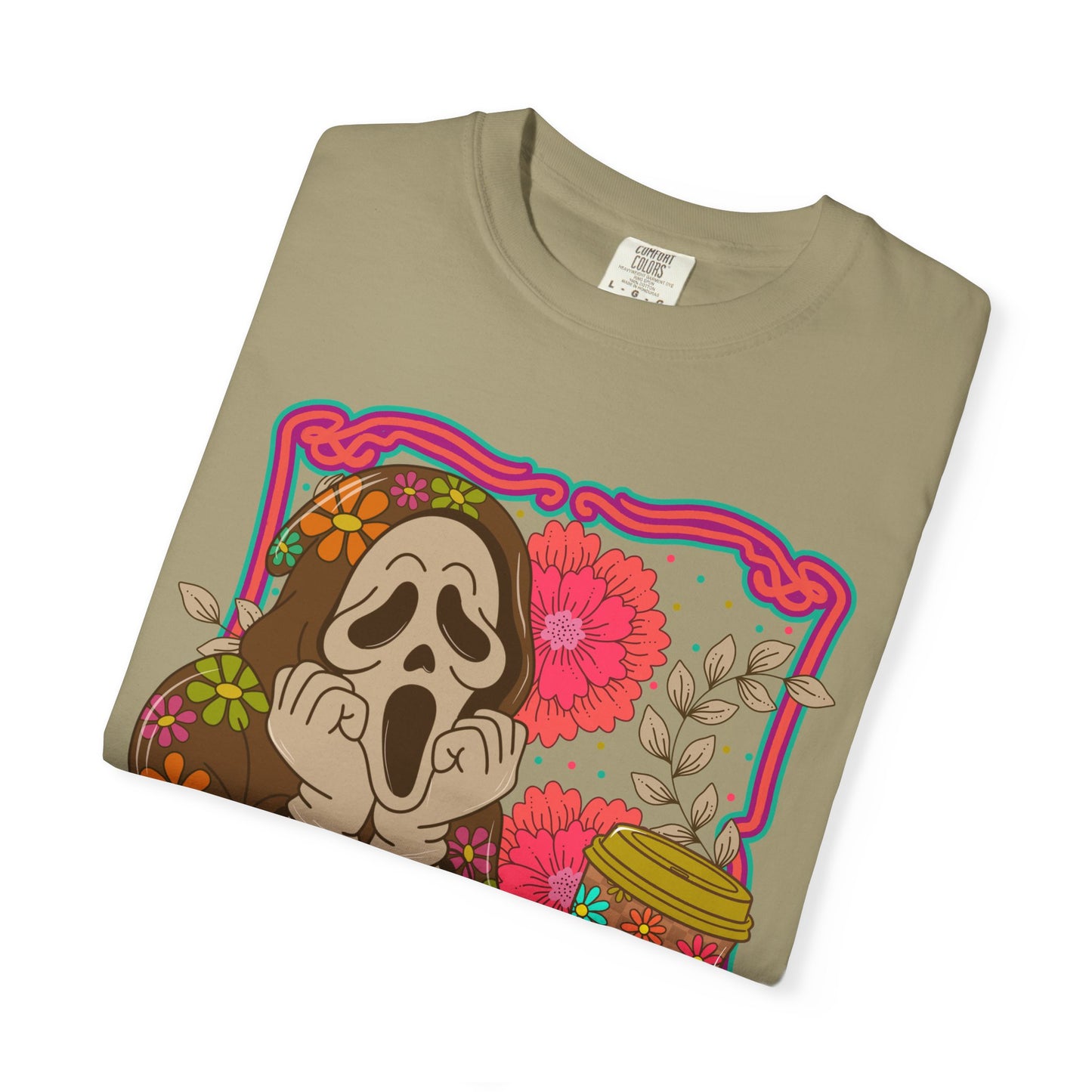 Screaming Floral Coffee T-Shirt — Retro Ghostface Graphic Tee