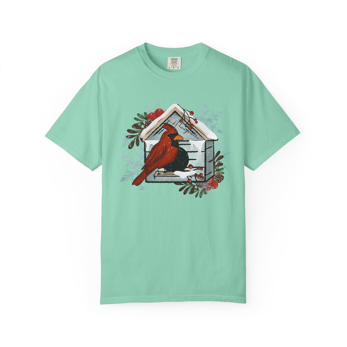 Cardinal Birdhouse T-Shirt — Winter Holiday Nature Tee