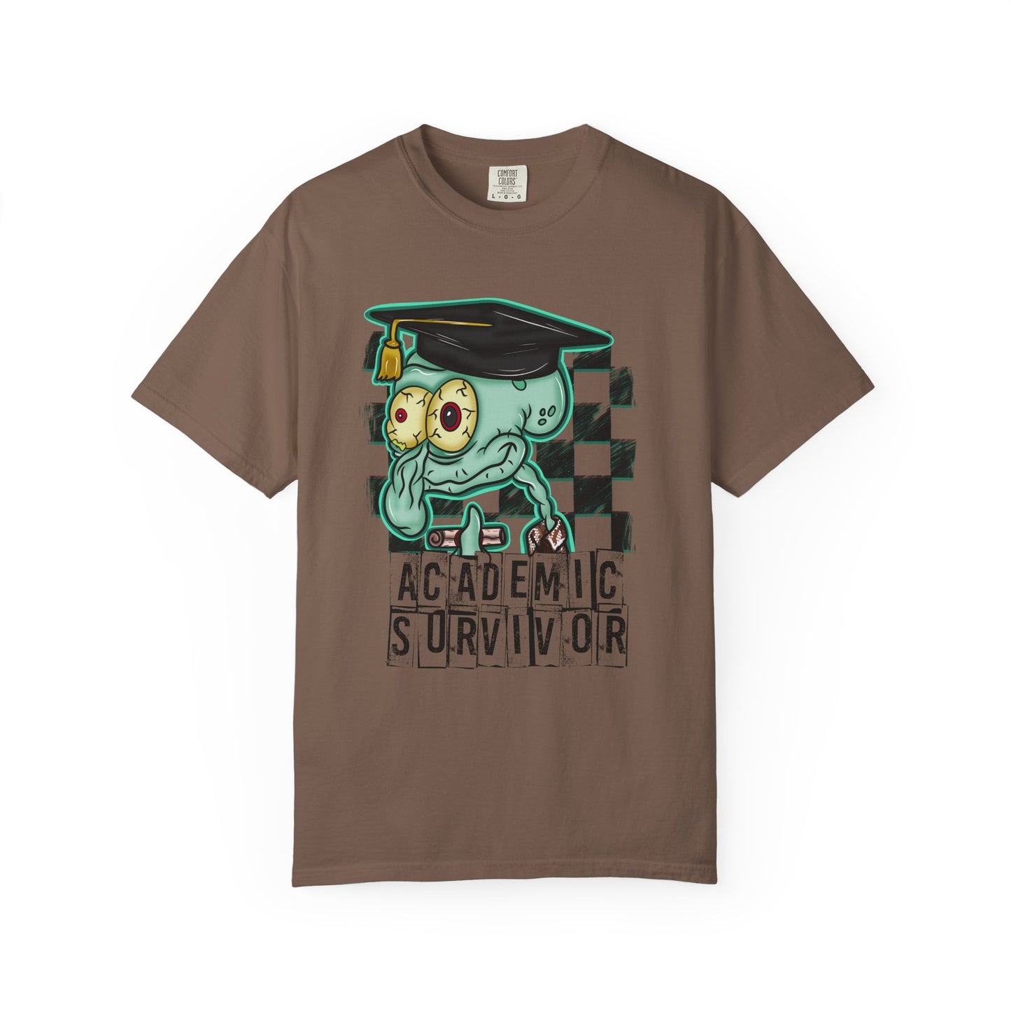 Academic Survivor T‑Shirt — Funny Graduation Squid with Cap