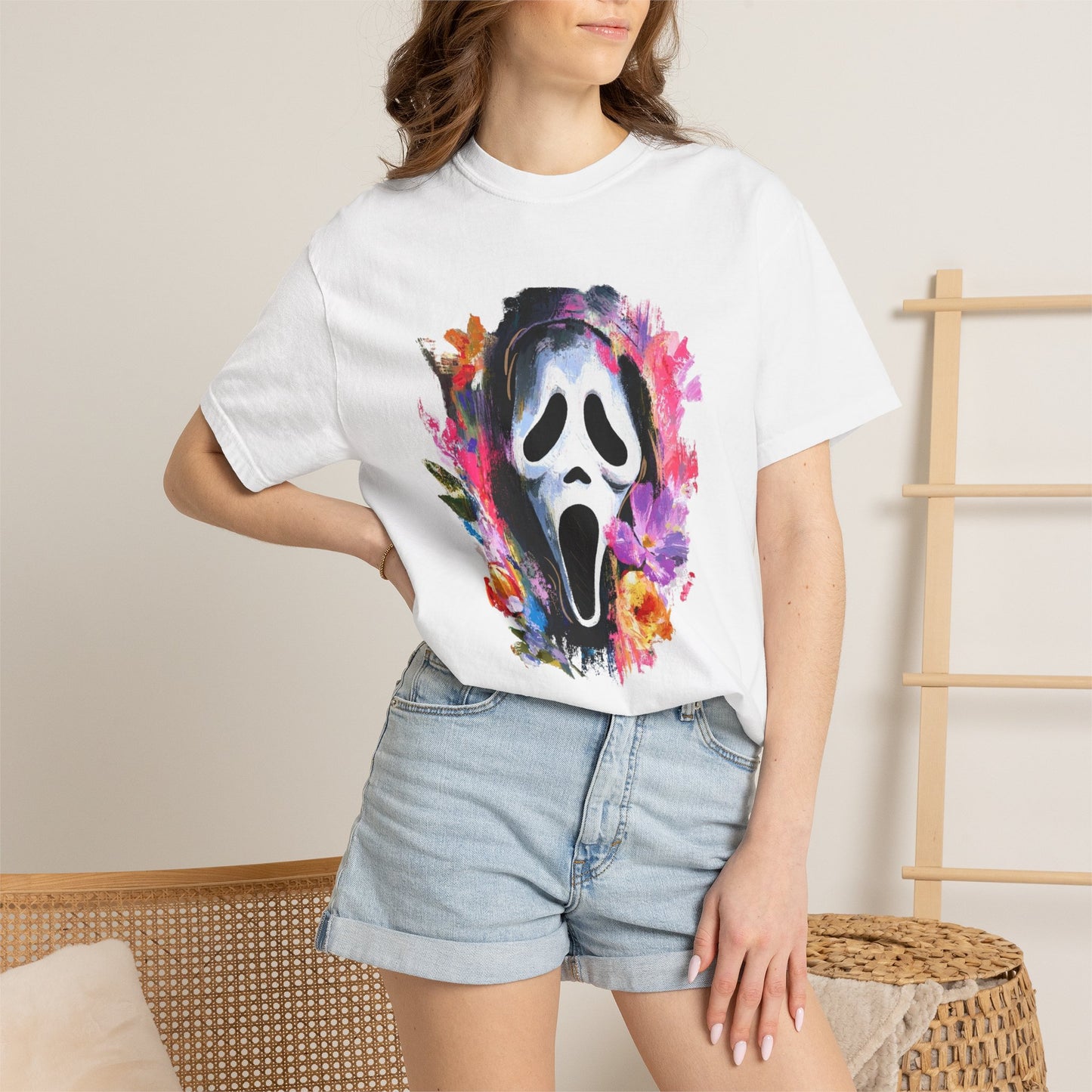 Scream Mask Floral T-Shirt — Horror Floral Graphic Tee