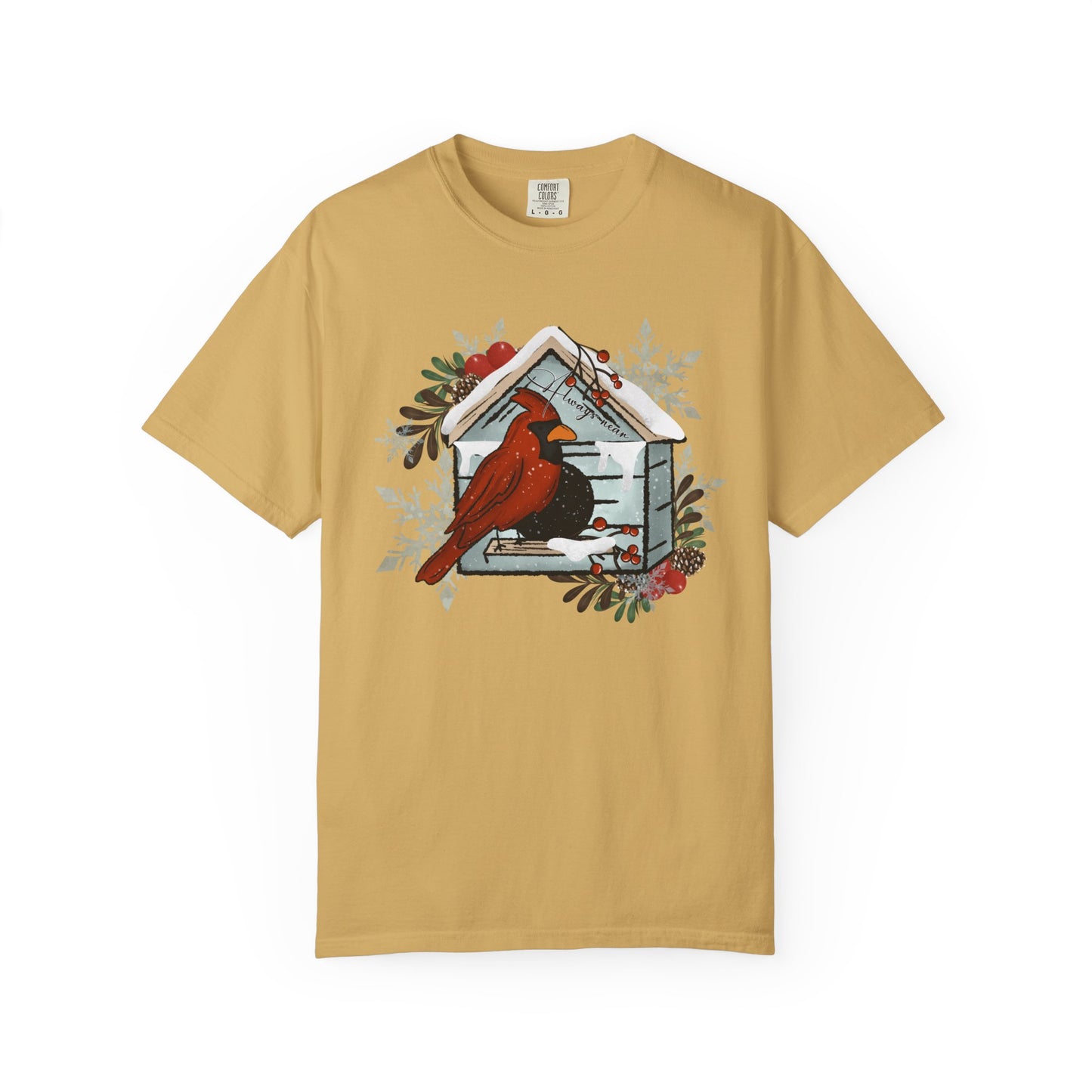 Cardinal Birdhouse T-Shirt — Winter Holiday Nature Tee