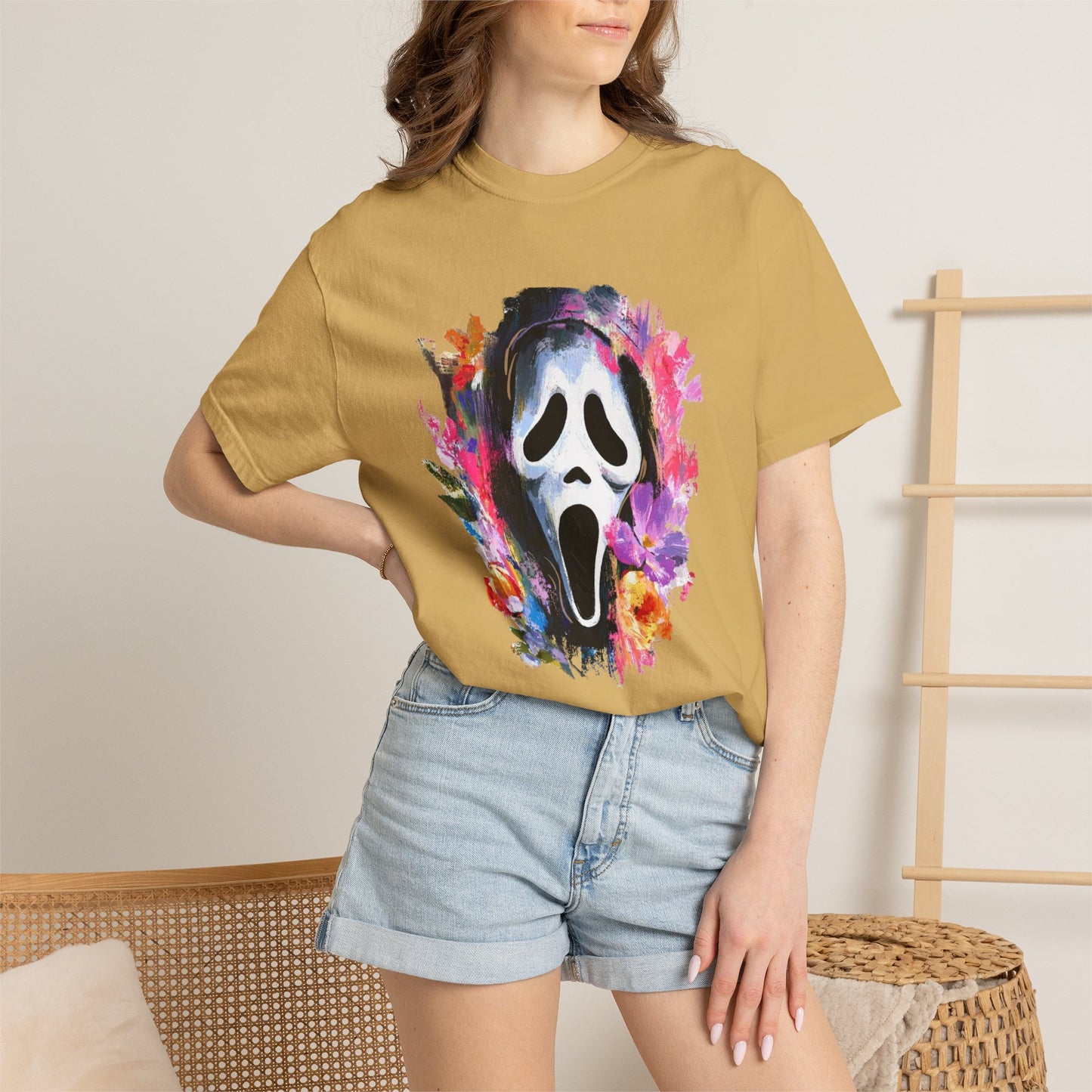 Scream Mask Floral T-Shirt — Horror Floral Graphic Tee