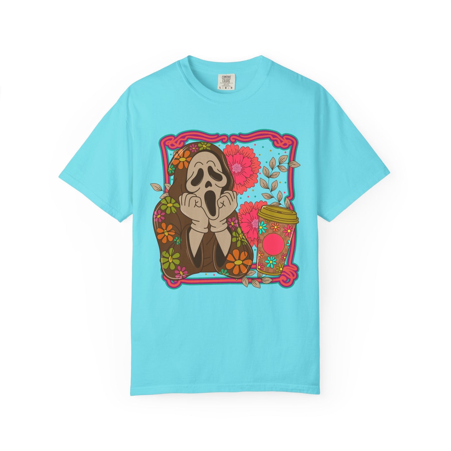 Screaming Floral Coffee T-Shirt — Retro Ghostface Graphic Tee
