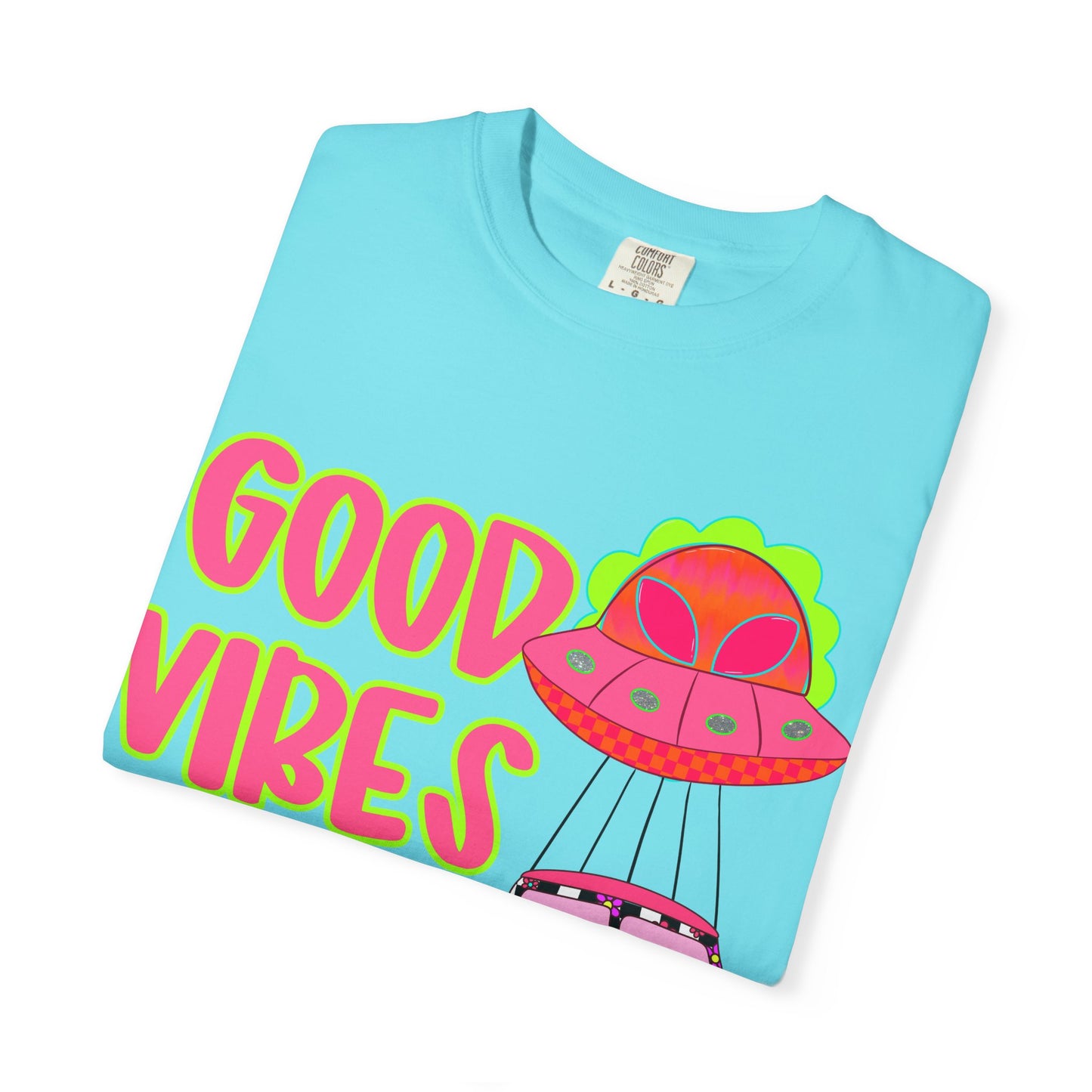 Good Vibes Only T-Shirt — Retro Psychedelic UFO Van Graphic Tee
