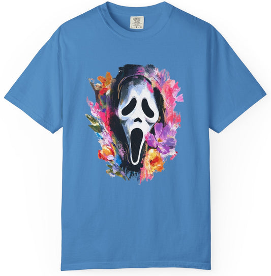 Scream Mask Floral T-Shirt — Horror Floral Graphic Tee