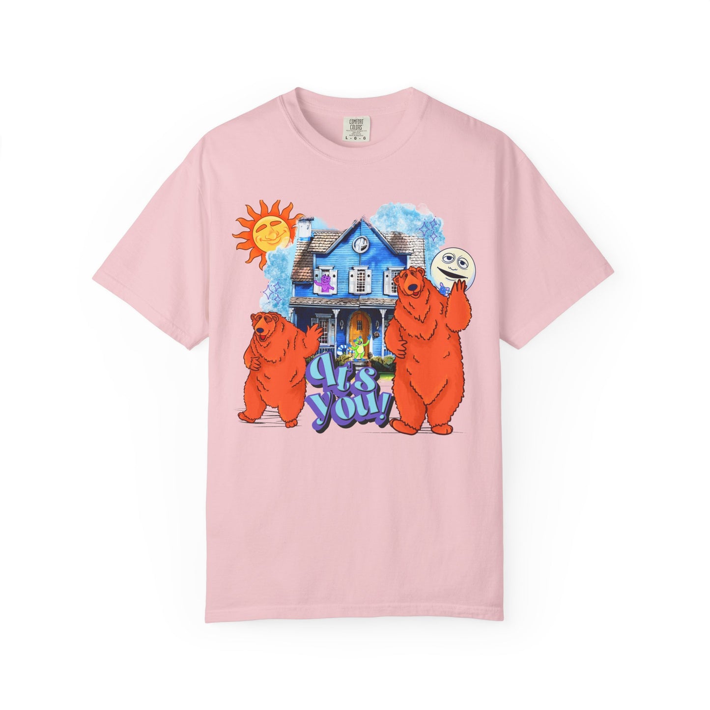 Bear House Graphic T-Shirt — "Call You" Retro Cartoon Design