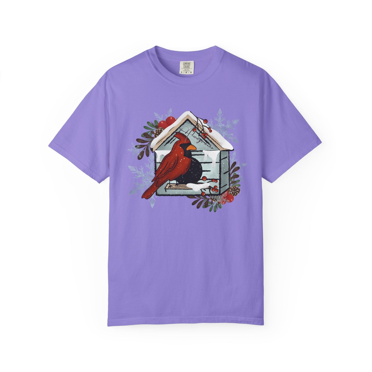 Cardinal Birdhouse T-Shirt — Winter Holiday Nature Tee